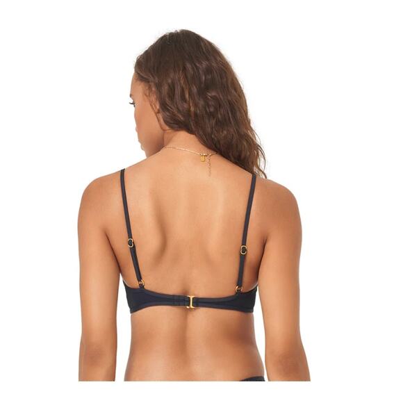 L Space Bikini Top Womens XL Black Macey Ribbed Retro Resort Modern Beach NWT - Picture 2 of 6